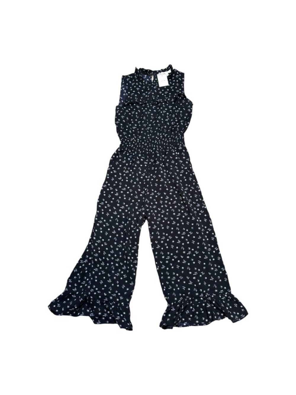 Monteau Los Angeles Sleeveless Floral Jumpsuit S Black White Romper Jumper NEW